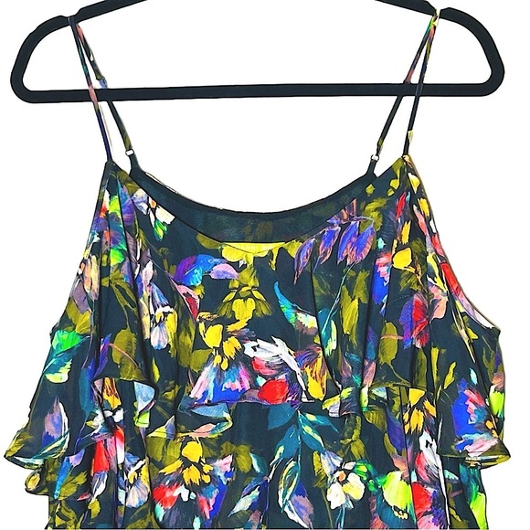 NWT Gianni Bini Vibrant, Chiffon, Tiered Floral Dress, Cold Shoulder Size Medium - Picture 6 of 16